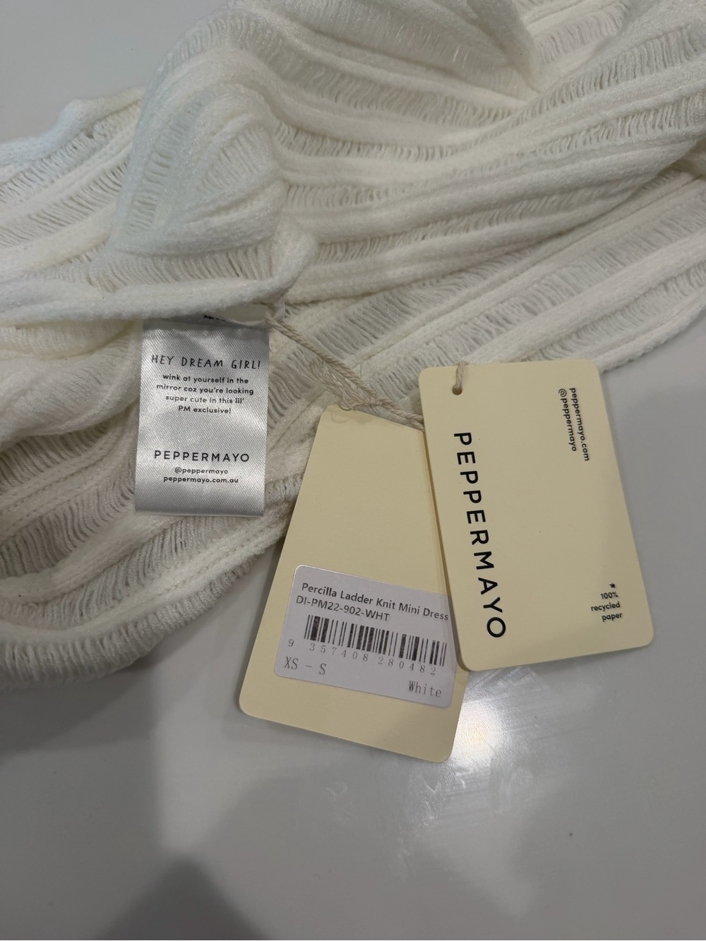 Peppermayo Cream One-Shoulder Knit Mini Dress - Picture 5 of 5